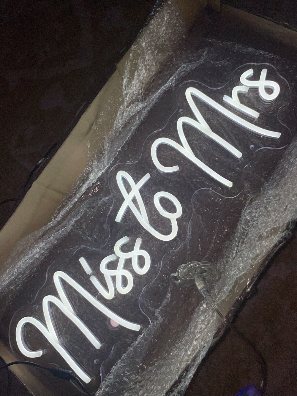 Ms to Mrs White LED Neon Script Sign - Decorative Wall Accent